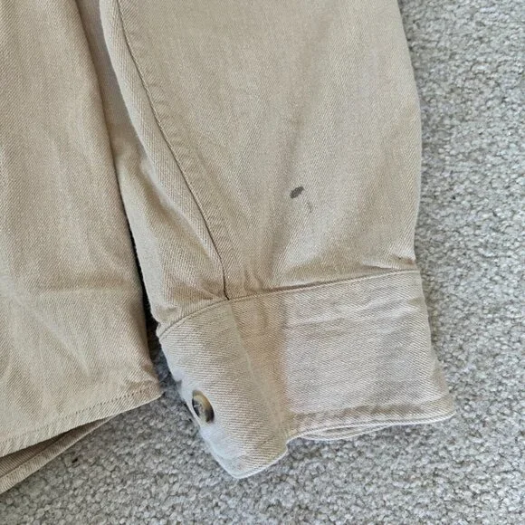 Khaki colored button up - Picture 2 of 7